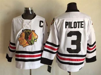 Vintage Chicago Blackhawks #3 PILOTE Stitched White Hockey Jersey