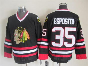 Vintage Chicago Blackhawks #35 ESPOSITO Stitched Black Hockey Jersey
