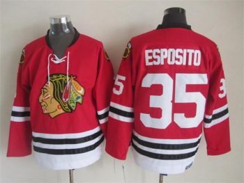 Vintage Chicago Blackhawks #35 ESPOSITO Stitched Red Hockey Jersey (2)