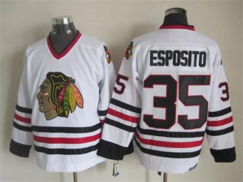 Vintage Chicago Blackhawks #35 ESPOSITO Stitched White Hockey Jersey