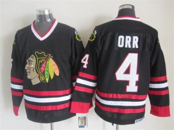 Vintage Chicago Blackhawks #4 ORR Stitched Black Hockey Jersey