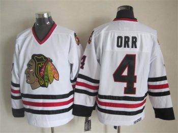 Vintage Chicago Blackhawks #4 ORR Stitched White Hockey Jersey
