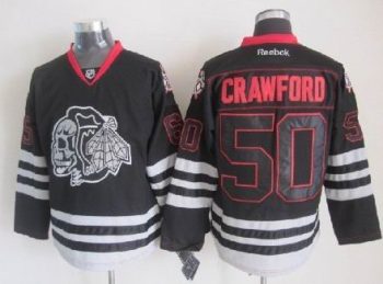 Vintage Chicago Blackhawks #50 CRAWFORD Stitched Black Hockey Jersey