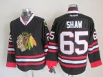 Vintage Chicago Blackhawks #65 SHAW Stitched Black Hockey Jersey (2)