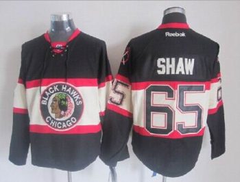 Vintage Chicago Blackhawks #65 SHAW Stitched Black Hockey Jersey