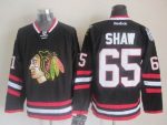 Vintage Chicago Blackhawks #65 SHAW Stitched Black Hockey Jersey (4)