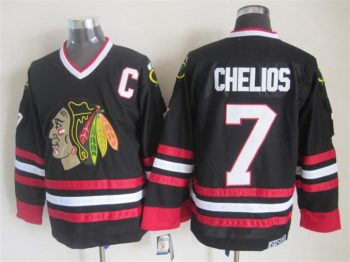 Vintage Chicago Blackhawks #7 CHELIOS Stitched Black Hockey Jersey