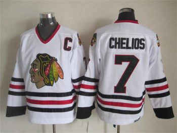 Vintage Chicago Blackhawks #7 CHELIOS Stitched White Hockey Jersey