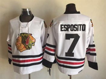 Vintage Chicago Blackhawks #7 ESPOSITO Stitched White Hockey Jersey