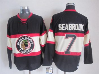 Vintage Chicago Blackhawks #7 SEABROOK Stitched Black Hockey Jersey (2)