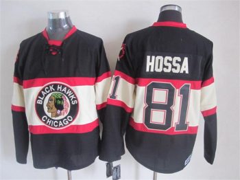 Vintage Chicago Blackhawks #81 HOSSA Stitched Black Hockey Jersey (2)