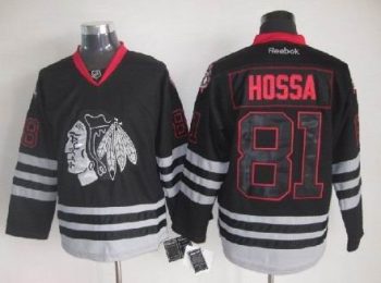 Vintage Chicago Blackhawks #81 HOSSA Stitched Black Hockey Jersey (4)