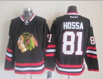 Vintage Chicago Blackhawks #81 HOSSA Stitched Black Hockey Jersey (5)