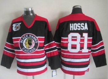 Vintage Chicago Blackhawks #81 HOSSA Stitched Red-Black Hockey Jersey