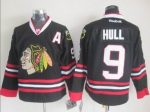 Vintage Chicago Blackhawks #9 HULL Stitched Black Hockey Jersey (3)