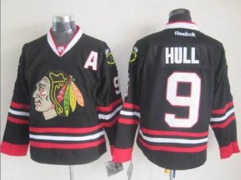Vintage Chicago Blackhawks #9 HULL Stitched Black Hockey Jersey (3)