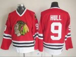 Vintage Chicago Blackhawks #9 HULL Stitched Red Hockey Jersey