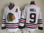 Vintage Chicago Blackhawks #9 HULL Stitched White Hockey Jersey
