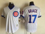 Vintage Chicago Cubs #17 Mark Grace Stitched White Pinstripe Baseball Jersey Throwback Edition