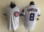 Vintage Chicago Cubs #8 Andre Dawson Stitched White Pinstripe Baseball Jersey Throwback Edition