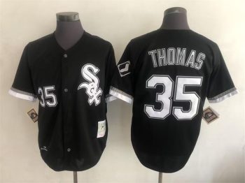 Vintage Chicago White Sox #35 Frank Thomas Stitched Black Baseball Jersey Throwback Edition