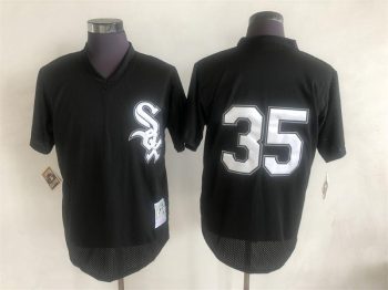 Vintage Chicago White Sox #35 Frank Thomas Stitched Black Mesh Baseball Jersey Throwback Edition