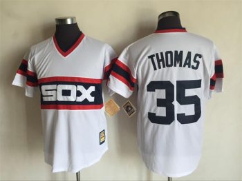 Vintage Chicago White Sox #35 Frank Thomas Stitched White Baseball Jersey Throwback Edition