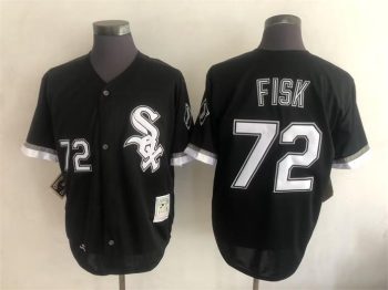 Vintage Chicago White Sox #72 Carlton Fisk Stitched Black Baseball Jersey Throwback Edition
