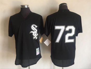 Vintage Chicago White Sox #72 Carlton Fisk Stitched Black Mesh Baseball Jersey Throwback Edition