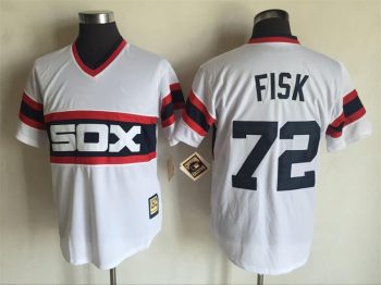 Vintage Chicago White Sox #72 Carlton Fisk Stitched White Baseball Jersey Throwback Edition
