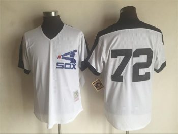 Vintage Chicago White Sox #72 Carlton Fisk Stitched White Mesh Baseball Jersey Throwback Edition
