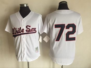 Vintage Chicago White Sox #72 Carlton Fisk Stitched White Pinstripe Baseball Jersey Throwback Edition