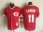 Vintage Cincinnati Reds #11 Barry Larkin Stitched Red Mesh Baseball Jersey Throwback Edition
