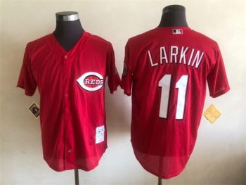 Vintage Cincinnati Reds #11 Barry Larkin Stitched Red Mesh Baseball Jersey Throwback Edition (2)