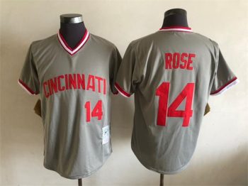 Vintage Cincinnati Reds #14 Pete Rose Stitched Gray Baseball Jersey Throwback Edition