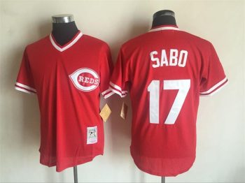 Vintage Cincinnati Reds #17 Chris Sabo Stitched Red Mesh Baseball Jersey Throwback Edition