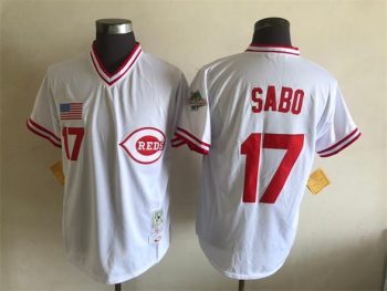 Vintage Cincinnati Reds #17 Chris Sabo Stitched White Baseball Jersey Throwback Edition
