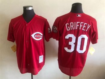 Vintage Cincinnati Reds #30 Ken Griffey Jr. Stitched Red Mesh Baseball Jersey Throwback Edition