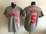 Vintage Cincinnati Reds #5 Johnny Bench Stitched Gray Baseball Jersey Throwback Edition