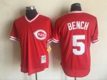 Vintage Cincinnati Reds #5 Johnny Bench Stitched Red Mesh Baseball Jersey Throwback Edition