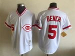 Vintage Cincinnati Reds #5 Johnny Bench Stitched White Baseball Jersey Throwback Edition