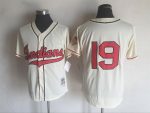 Vintage Cleveland Indians #19 Stitched Cream Baseball Jersey Throwback Edition