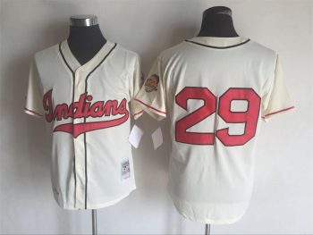 Vintage Cleveland Indians #29 Stitched Cream Baseball Jersey Throwback Edition
