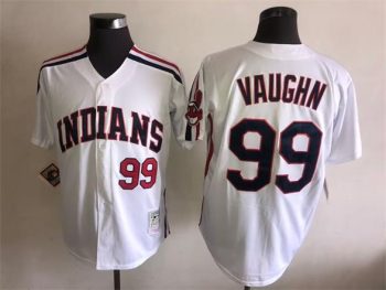 Vintage Cleveland Indians #99 Rick Vaughn Stitched White Baseball Jersey Throwback Edition