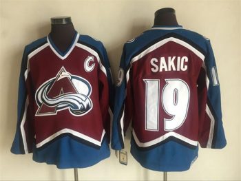 Vintage Colorado Avalanche #19 SAKIC Stitched Burgundy-Blue Hockey Jersey