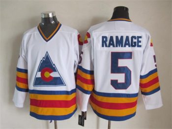 Vintage Colorado Avalanche #5 RAMAGE Stitched White Hockey Jersey