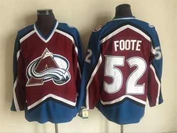 Vintage Colorado Avalanche #52 FOOTE Stitched Burgundy-Blue Hockey Jersey