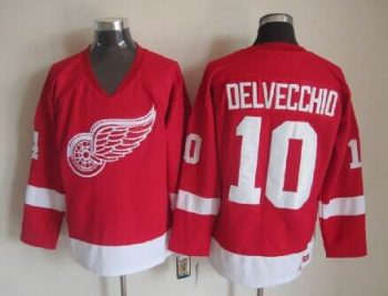 Vintage Detroit Red Wings #10 DELVECCHIO Stitched Red Hockey Jersey