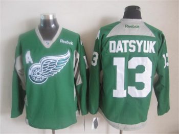 Vintage Detroit Red Wings #13 DATSYUK Stitched Green-Grey Hockey Jersey