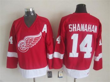 Vintage Detroit Red Wings #14 SHANAHAN Stitched Red Hockey Jersey Throwback Edition